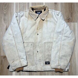 Walls Blizzard Pruf VTG Distressed Faded Biege Chore Jacket - Men Size Large